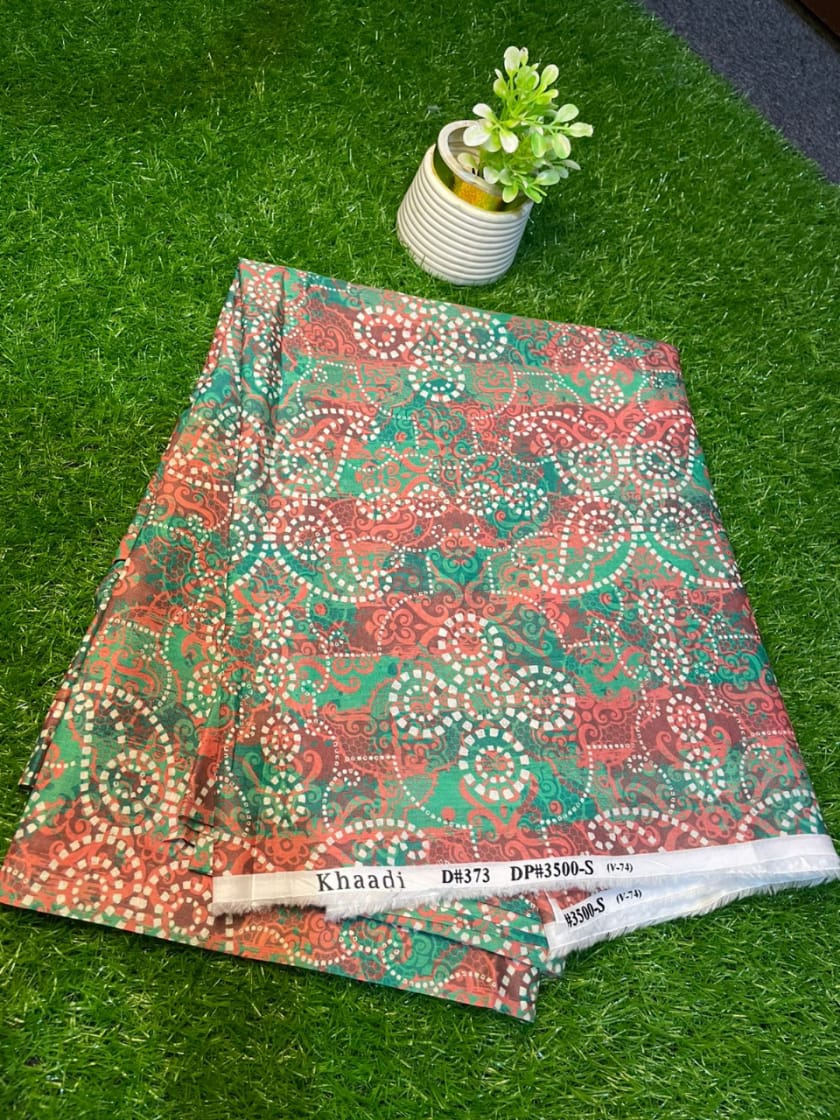Elegant Green & Rust Printed Lawn Suit